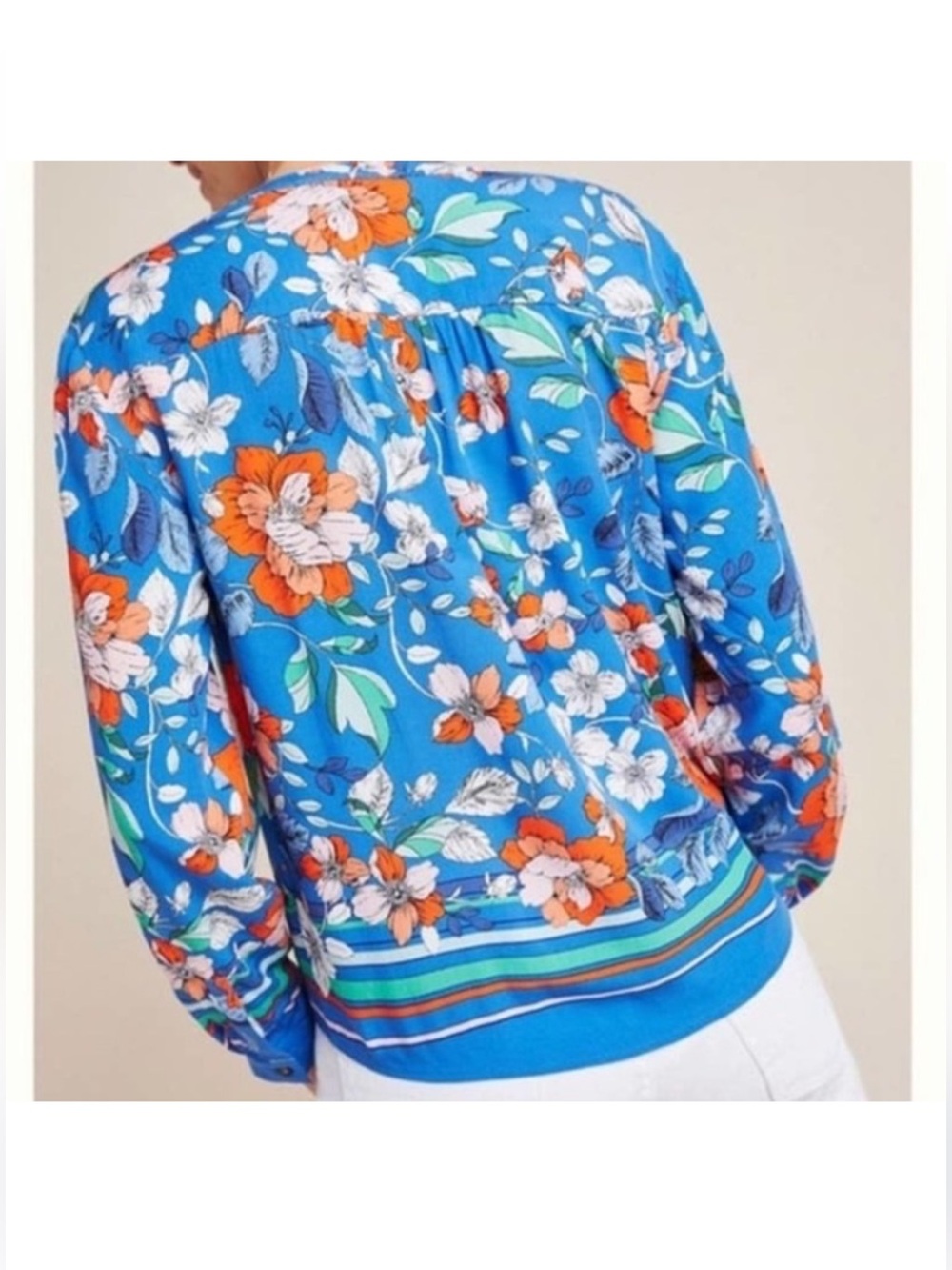 Anthropologie Maeve Elan Scarf Printed Floral Tie Blouse Size 6 - Picture 3 of 11